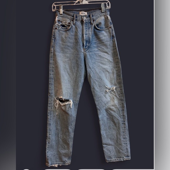 Agolde Relaxed Fit Distressed Gray Jeans